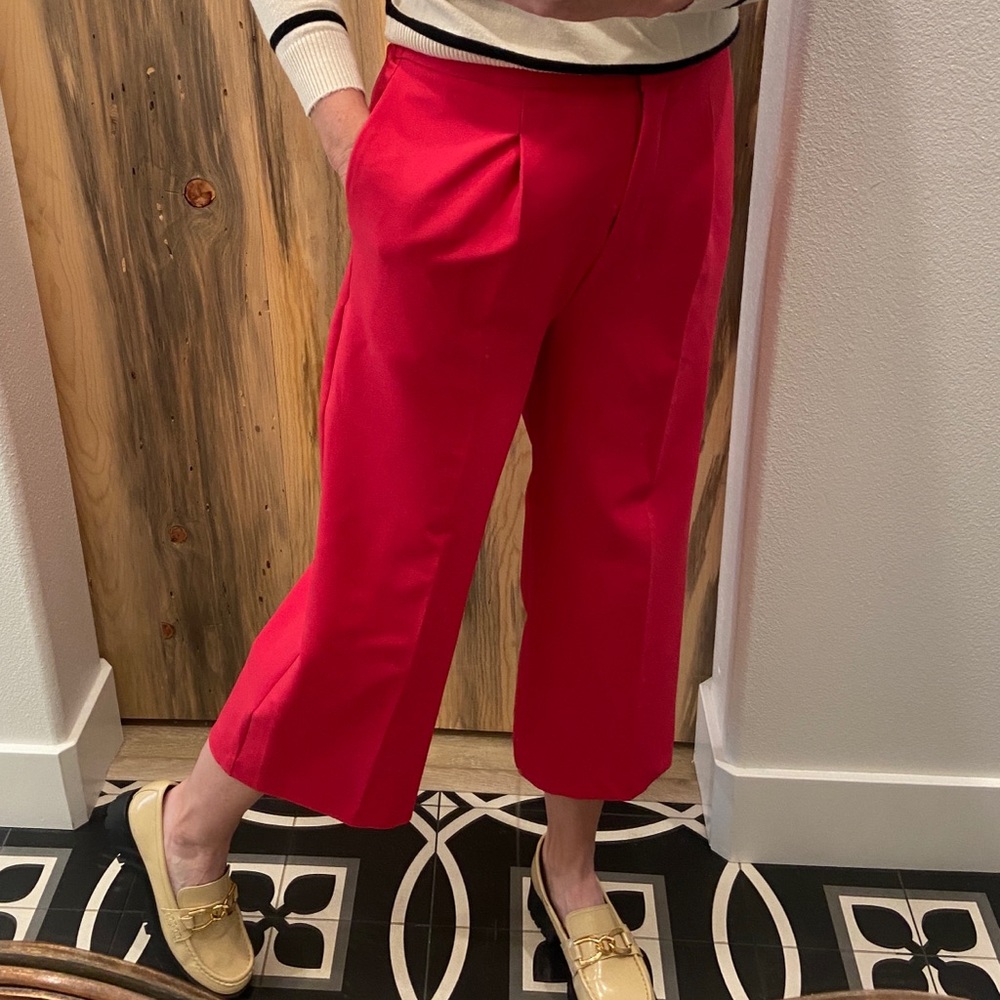 ASOS Pocketed Pleated Cropped Hot Pink TrouserSlack Pant Size 6